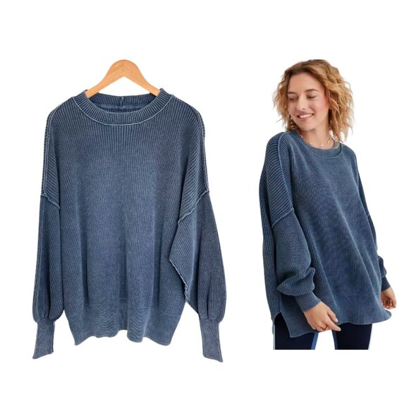 aerie Sweaters - Aerie Sweater Women Medium Marbled Blue Beyond Oversized Slouchy Knit Cotton